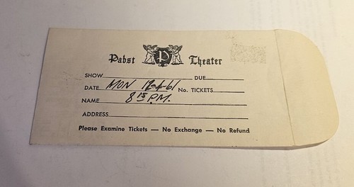 1961 ticket envelope pabst - ticket,